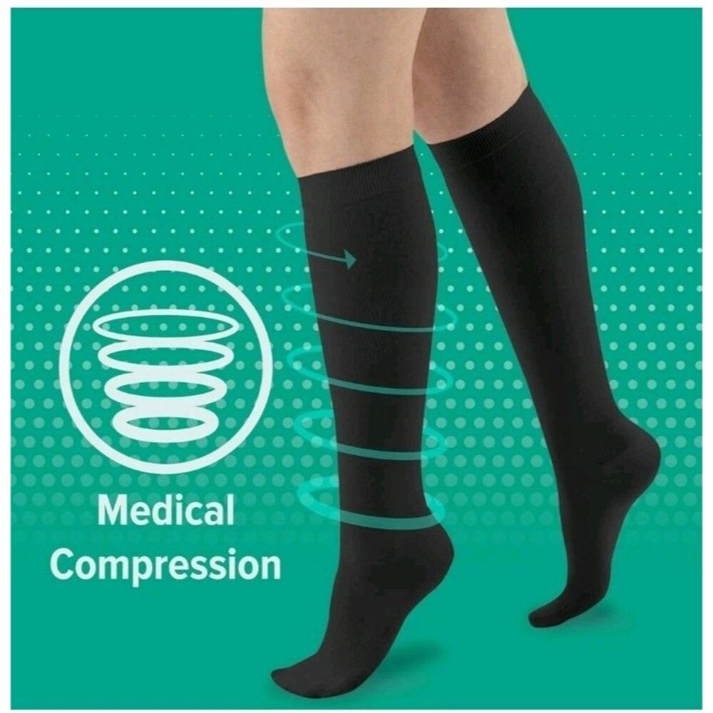 Juzo Dynamic Cotton Compression Socks Knee High - 20-30 mmHg Size V Black 3521